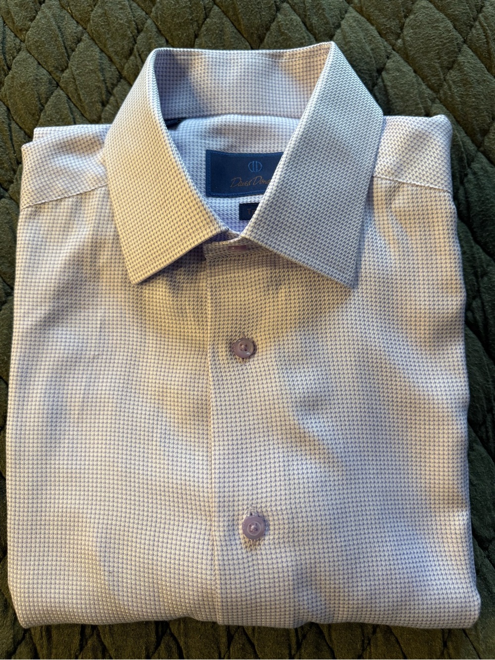 David Donahue Light Blue Micro-Pattern Dress Shirt
